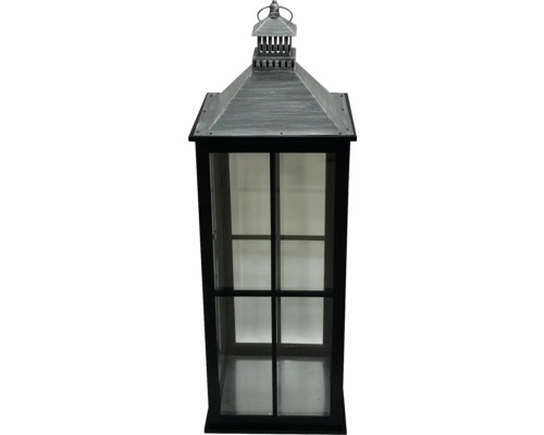 Dekorativ lykta med glaspaneler och ett pagodliknande tak.