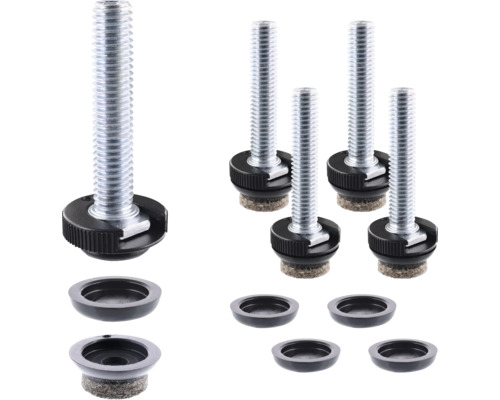 Möbeltassar WAGNER SYSTEM justerbar Ø20x40mm M8 QuickClick svart 4185 Sex möbelfötter med gänga och filtdynor