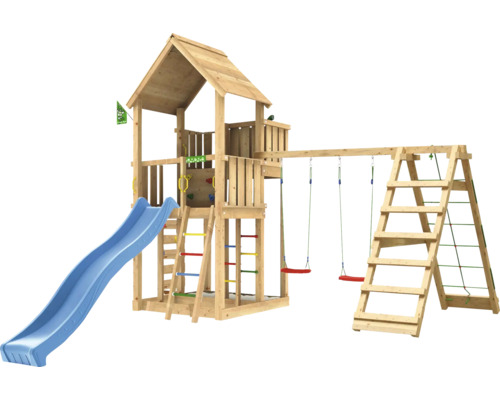 Lektorn med rutschkana, gunga och klättervägg av trä