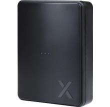 Svart laddbox med X-logotyp