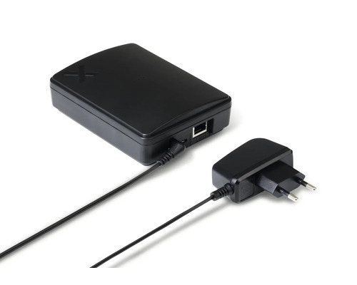 Svart gateway med strömförsörjning