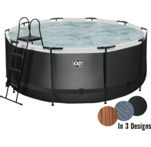 Rund ovanmarkspool med stege och tre olika utföranden.