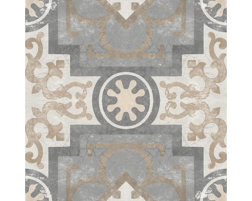 Dekorativ platta med geometriska och blommiga element