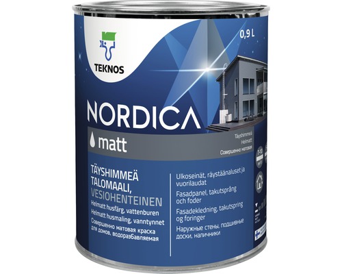 Fasadfärg TEKNOS Nordica matt vit 0,9L