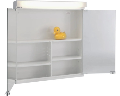 Spegelskåp POLARIA VPK 550 vit pulvermålat stål 55x60x14,5 cm 4000K LED eluttag vänster 8947804