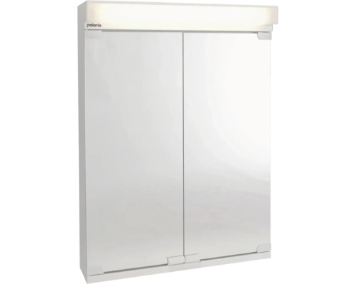 Spegelskåp POLARIA VPK 500/H700 jordfelsbrytare vit pulvermålat stål 50x70x14,5 cm 4000K LED eluttag höger 8948547