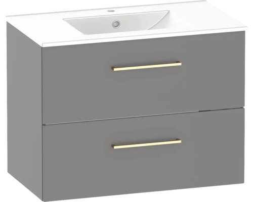 Tvättställsskåp med två lådor och tvättställ ovanpå