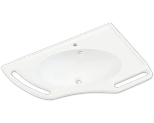 Tvättställ POLARIA Balnea 900 vänster vit blank med bräddavlopp 90x60 cm 7780918 Hörntvättställ av keramik