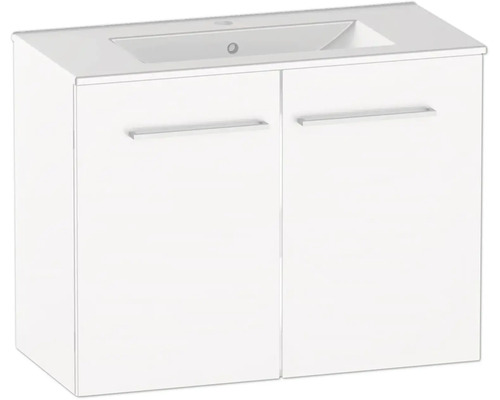 Tvättställsskåp med två dörrar och inbyggt tvättställ