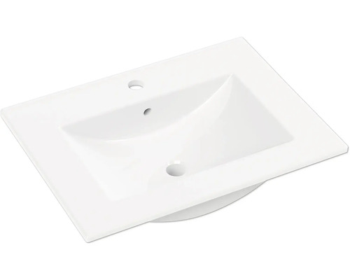 Tvättställ av keramik med kranhål och överfyllnadsskydd