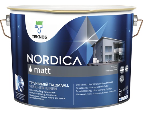 Fasadfärg TEKNOS Nordica matt vit 9L