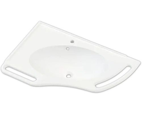 Tvättställ POLARIA Balnea 900 höger vit blank med bräddavlopp 90x60 cm 7780919 Hörntvättställ för badrum