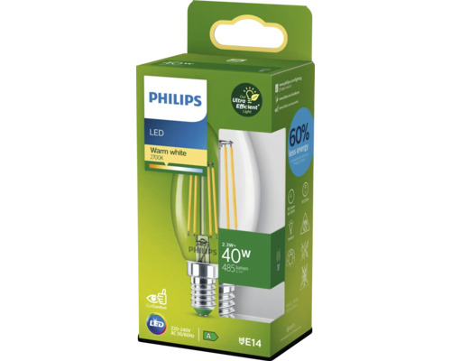 Philips LED-lampa, varmvit, 40 watt, E14, i förpackning