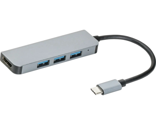 USB-C adapter BLEIL HUB4in1 USB-C-hubb med HDMI- och USB-A-portar