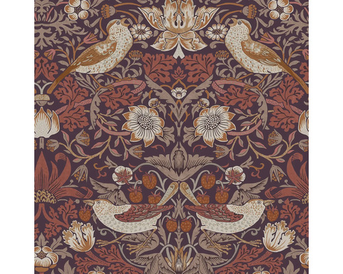 Tapet WILLIAM MORRIS Natur copper 0,52x10,05m Mönster av en tapet med fåglar, blommor och jordgubbar