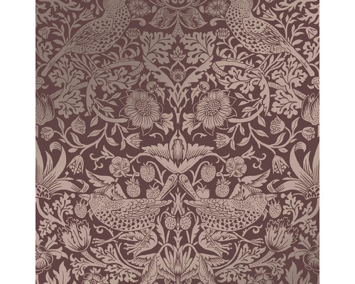 Tapet WILLIAM MORRIS Natur copper orange 0,52x10,05m Tapet med fågel-, jordgubbs- och blomstermönster
