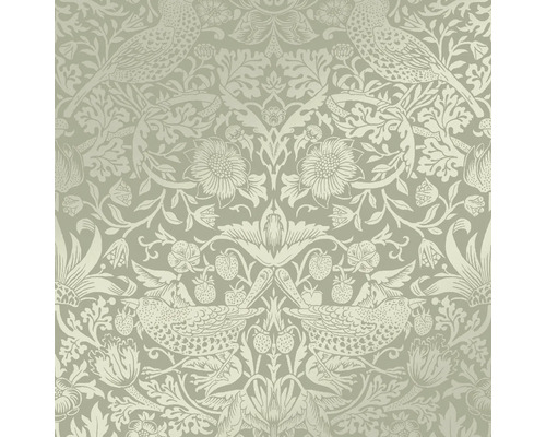 Tapet WILLIAM MORRIS Natur green 0,52x10,05m Tapet med fågel-, jordgubbs- och blomstermönster
