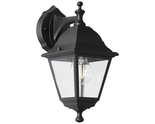 Svart utomhusvägglampa med klart glas