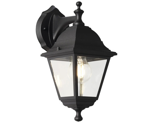 Svart yttervägglampa med klart glas