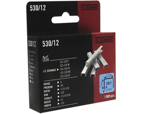 Häftklammer JC SCHWARZ 530/12 1000st J.C. Schwarz häftklamrar 530/12, 1000 stycken