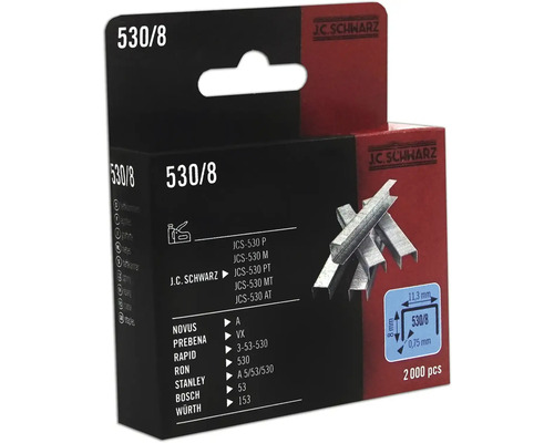 Häftklammer JC SCHWARZ 530/08 2000st J C Schwarz 530/8 klammer, 2000 stycken