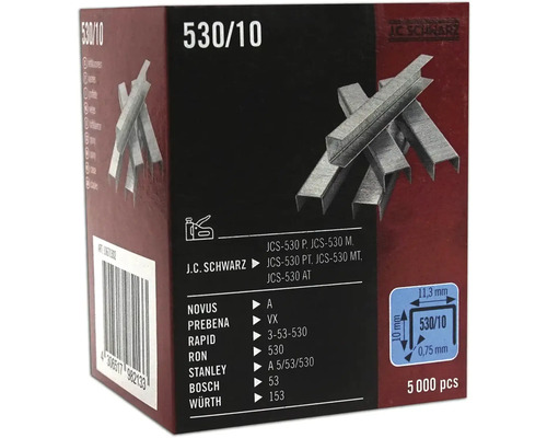 Häftklammer JC SCHWARZ 530/10 5000st J C Schwarz häftklamrar typ 530/10, 5000 stycken