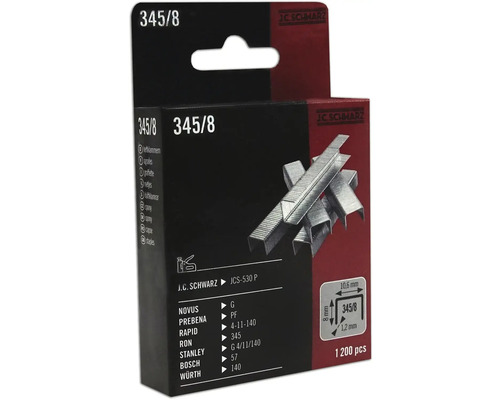 Häftklammer JC SCHWARZ 345/08 1200st J.C. Schwarz Klammer 345/8, 1200 stycken