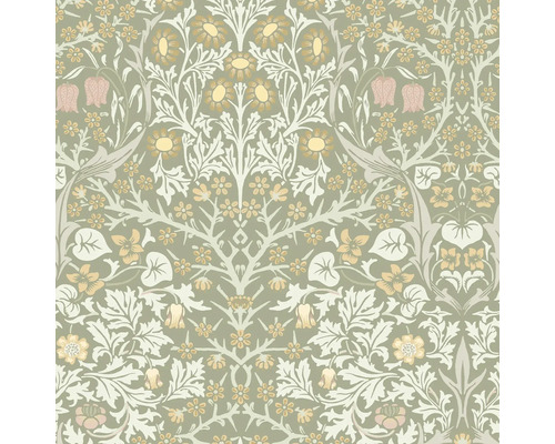 Tapet WILLIAM MORRIS Floral green white 0,52x10,05m Tapet med blommönster i vintagestil