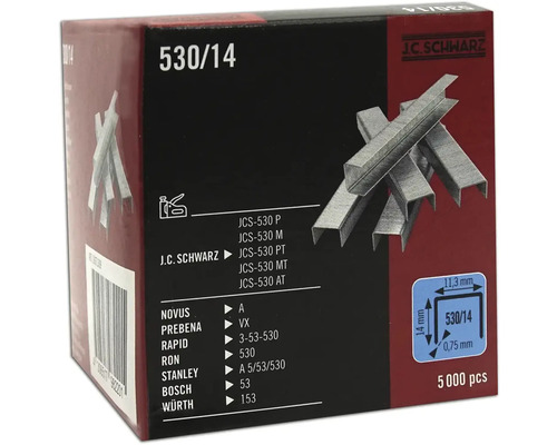 Häftklammer JC SCHWARZ 530/14 5000st Förpackningsenhet J.C. Schwarz klammer typ 530/14 med 5000 stycken