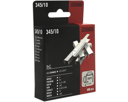 Häftklammer JC SCHWARZ 345/10 600st J.C. Schwarz häftklamrar typ 345/10, förpackning med 600 stycken