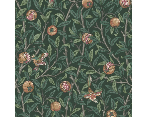 Tapet WILLIAM MORRIS Natur green 0,52x10,05m Tapet med granatäpplen, fåglar och löv på grenar