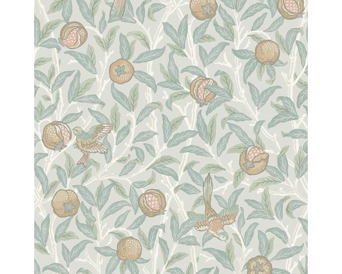 Tapet WILLIAM MORRIS Natur green 0,52x10,05m Tapet med fågel-, blad- och granatäppelmönster