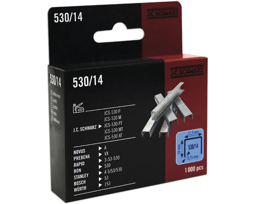 Häftklammer JC SCHWARZ 530/14 1000st J C Schwarz häftklamrar typ 530/14, 1000 stycken