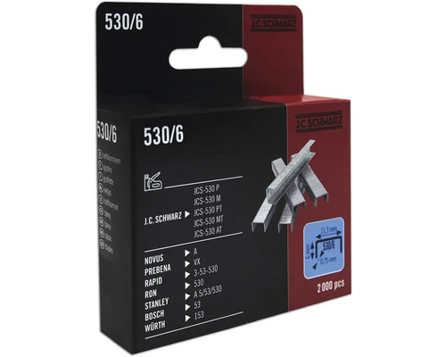 Häftklammer JC SCHWARZ 530/06 2000st J C Schwarz häftklamrar typ 530/6, 2000 stycken