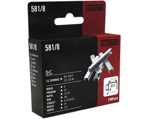 Häftklammer JC SCHWARZ 581/08 2000st JC Schwarz häftklamrar typ 581/8, 2000 stycken