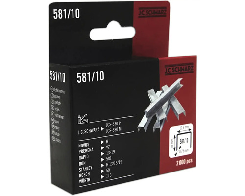 Häftklammer JC SCHWARZ 581/10 2000st J C Schwarz Klammer typ 581/10, 2000 stycken