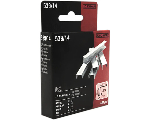 J C Schwarz Klammer 539/14, 600 stycken, i förpackningen