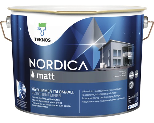 Fasadfärg TEKNOS Nordica matt svart 9L Teknos Nordica Matt fasadfärg i färgburk