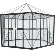 Växthus VITAVIA Hera 2 9000 svart 3mm härdat glas 6mm polykarbonattak 380x380cm