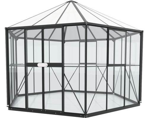 Växthus med stålram och polykarbonatskivor