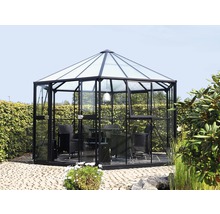 Växthus VITAVIA Hera 2 9000 svart 3mm härdat glas 6mm polykarbonattak 380x380cm