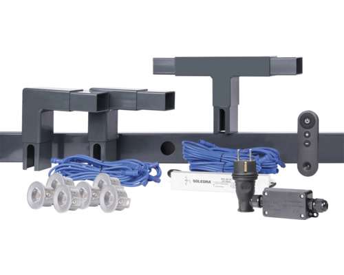 Komplett dammstängselbelysning med sex lampor, transformator, styrning och tillbehör