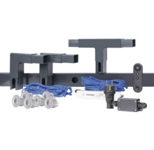 Komplett trappbelysning med monteringsfäste, lampor, kablar, transformator och fjärrkontroll