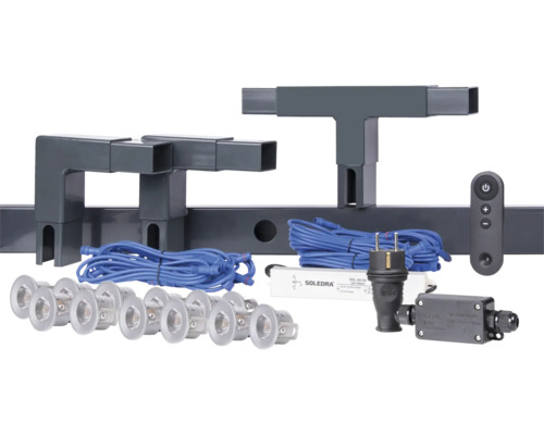 Komplett ljusslinga med tillbehör och fjärrkontroll.