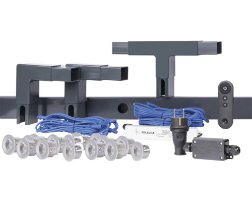 Belysningsset ALBERTS Highlight 15 ljuskällor 12,5m antracit Komponenter för trädgårdsbelysning: lampor, kablar, transformator, styrning och monteringsmaterial