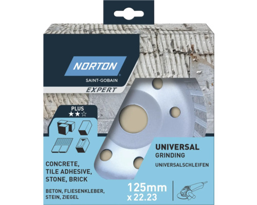 Norton Saint-Gobain Expert universell slipskiva 125 millimeter gånger 22,23 för betong, kakelfix, sten och tegel i förpackning