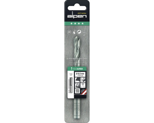 Alpen HSS Super metallborr, 8 millimeter diameter