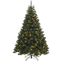 Konstgjord julgran med integrerad belysning på ett stativ