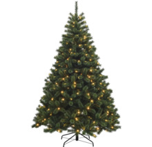 Dekorerad konstgjord julgran med belysning