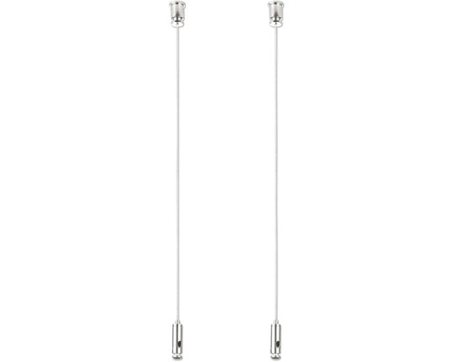 Wireupphäng EGLO stål 2x1500mm silver Två metalliska lampupphängningar med transparenta kablar